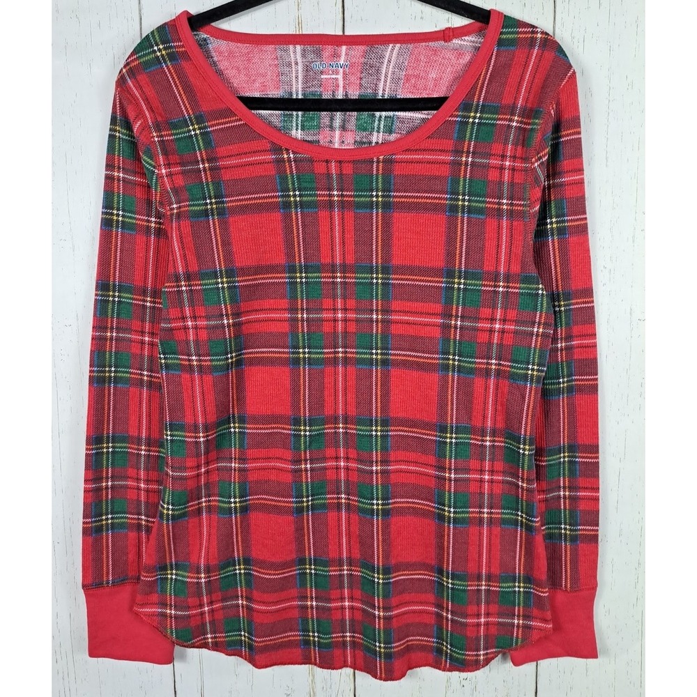 Old Navy Size‎ Large Womens Multicolor Plaid Long Sleeve Pajama Top